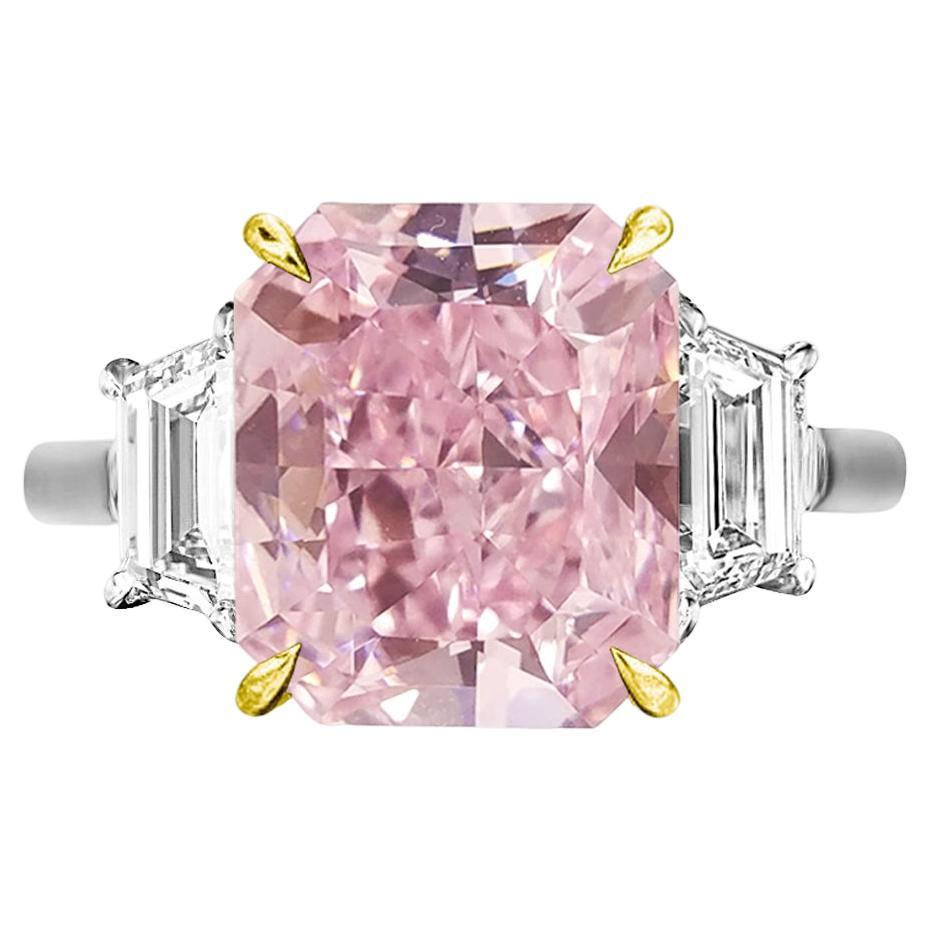 Flawless GIA Certified 4.20 Carat Fancy Purplish Pink Diamond Ring MADE IN ITALY