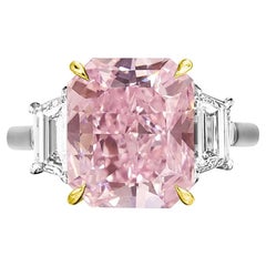 Flawless GIA Certified 4.20 Carat Fancy Purplish Pink Diamond Ring MADE IN ITALY