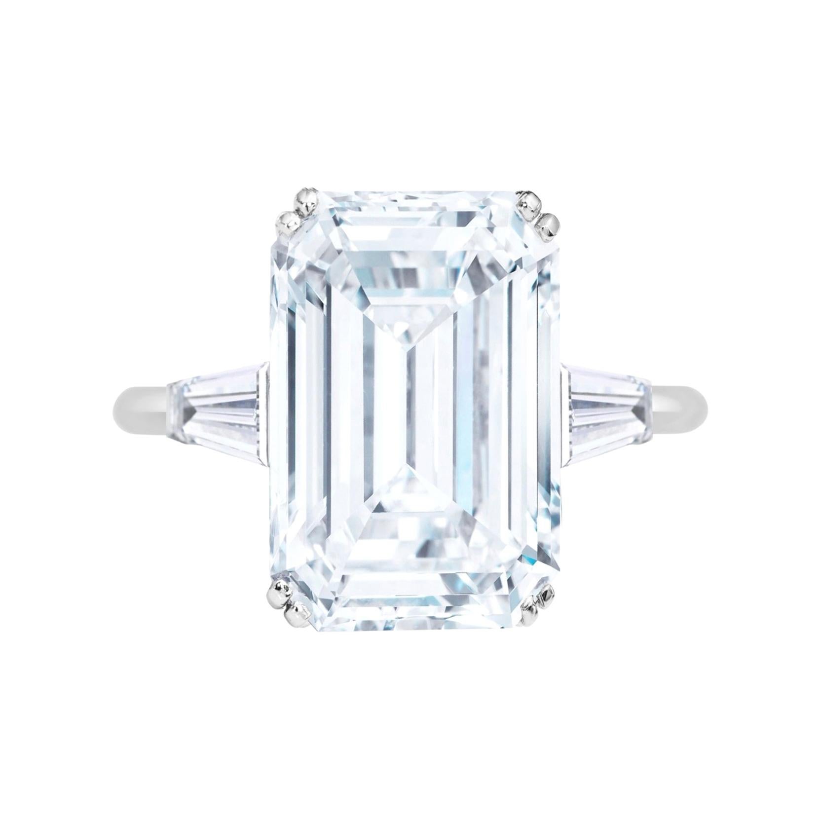 Flawless D Color GIA Certified 4 Carat Emerald Cut Platinum Ring 
