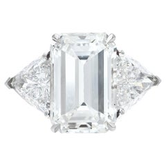 Flawless GIA Certified 5 Carat Emerald Cut Diamond Ring Golconda Type IIA
