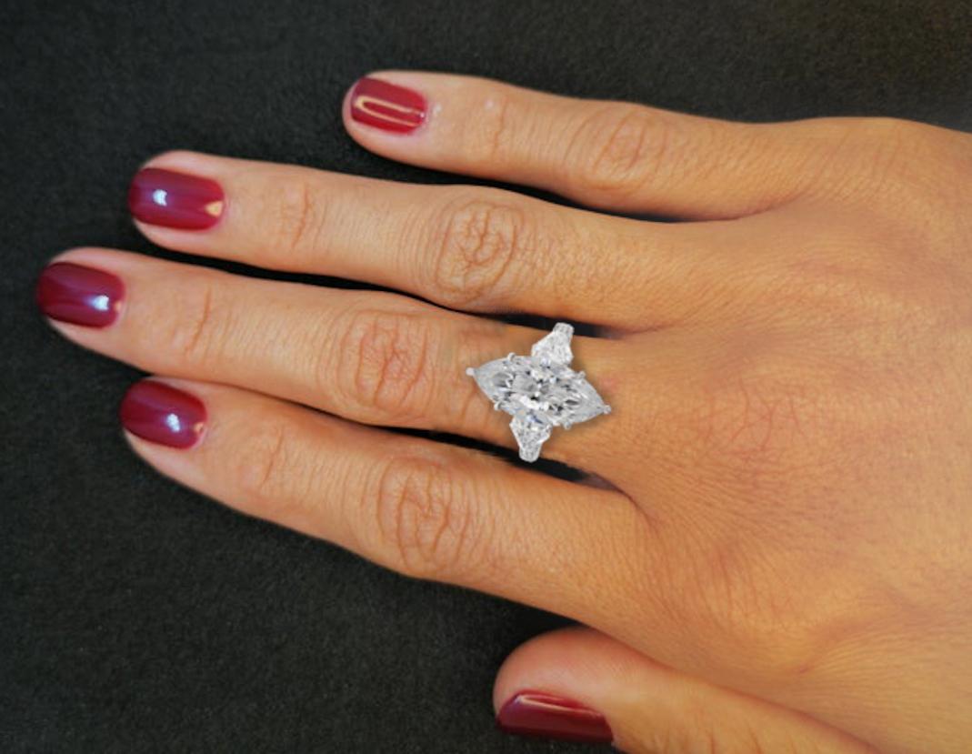 Flawless GIA Certified 5 Carat Marquise Cut Diamond Ring