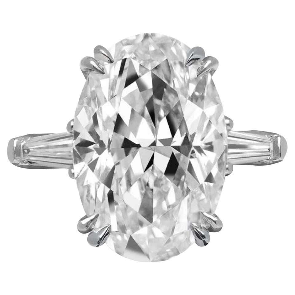 Flawless GIA Certified 10 Carat Oval Diamond Solitaire Platinum Ring ...