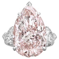 Flawless GIA Certified 5 Carat Pear Cut Very Light Pink Diamond Ring