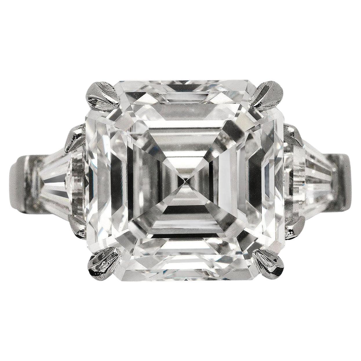 FLAWLESS GIA Certified 5 Carat Asscher Cut Diamond Solitaire Ring  For Sale