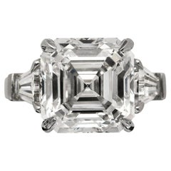 FLAWLESS GIA Certified 5.14 Carat Asscher Cut Diamond Solitaire Ring 