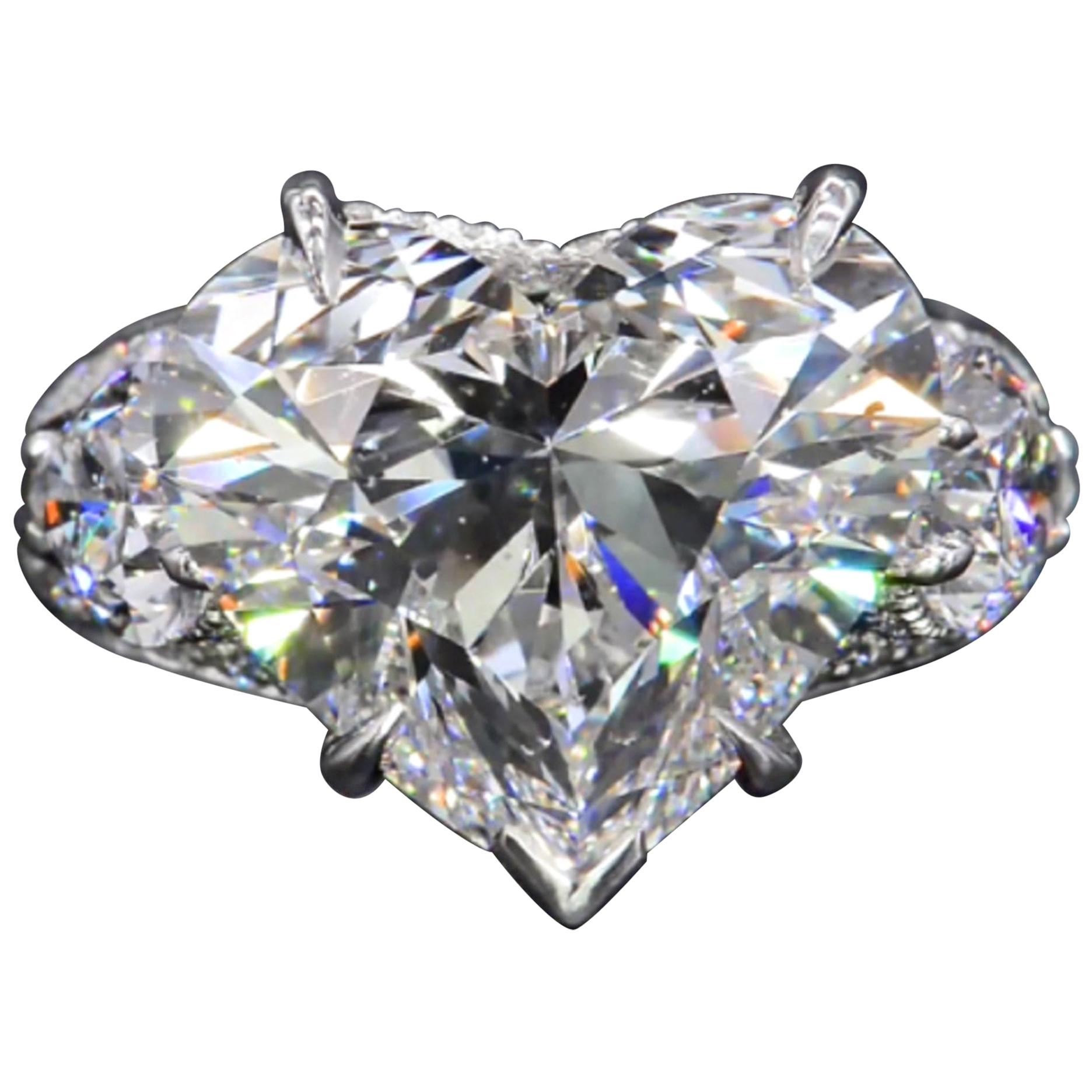FLAWLESS GIA Certified 5 Carat Certified Heart Shape Diamond Ring