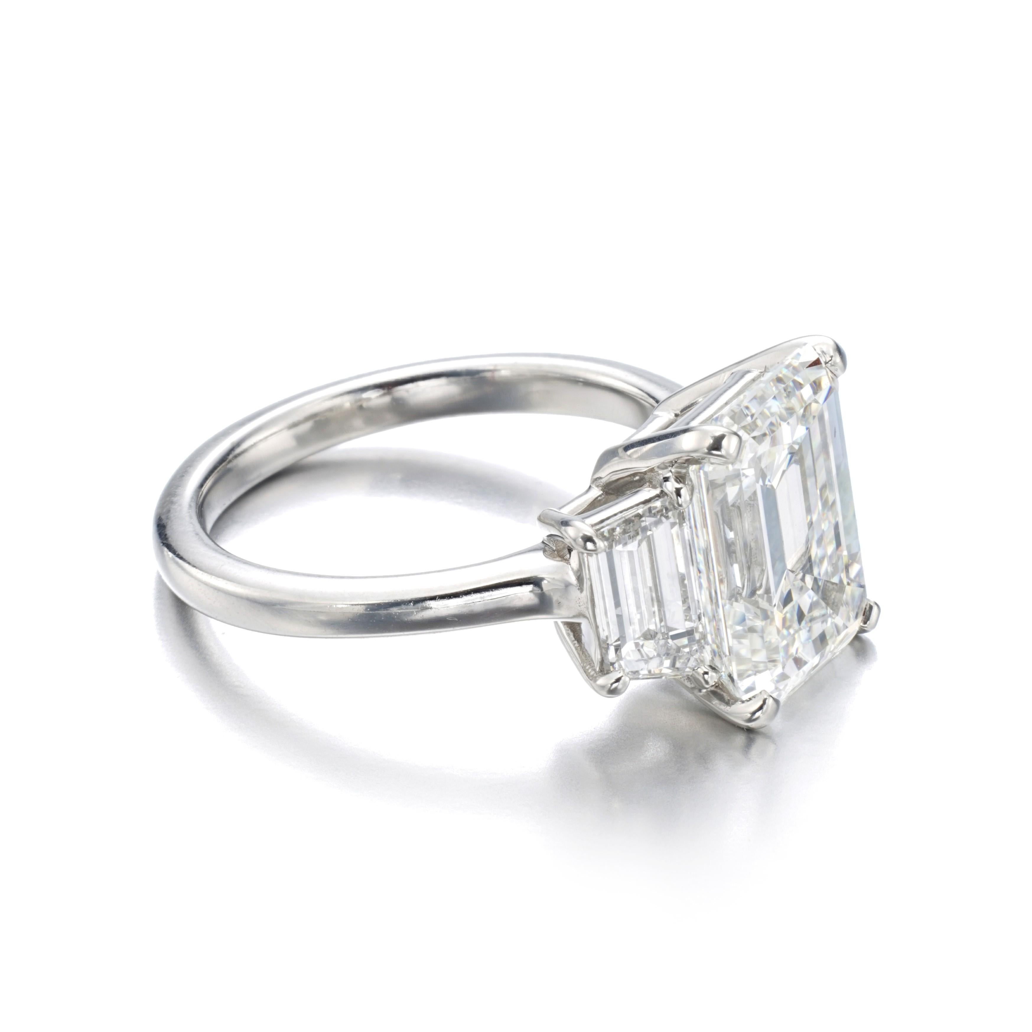 An exquisite emerald cut diamond ring with perfect proportions INTERNALLY FLAWLESS clarity and D color with excellent polish and excellent symmetry.

This ring has been handmade in Italy and is mounted in 18 carats white gold

