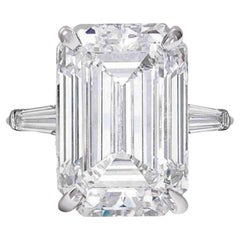 Flawless GIA Certified 7.05 Carat Emerald Cut Tapered Baguettes Diamond Ring 