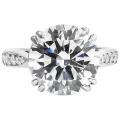 Flawless Golconda Type GIA Certified 4 Carat Round Brilliant Cut Diamond Ring