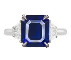 FLAWLESS GRS zertifizierter 5,75 Karat königsblauer Saphir-Diamantring