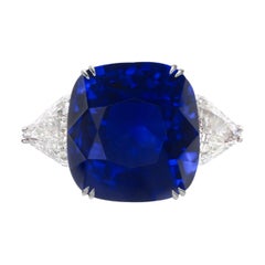Flawless GRS Switzerland Deep Royal Blue Cushion Sapphire Ring