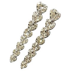 Flawless Heart Diamond 14K (or 18k upon request) White Gold Drop Earrings