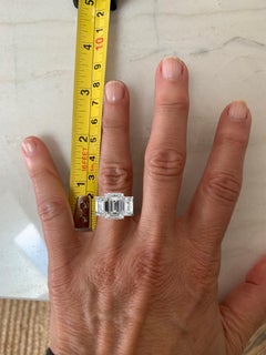 Flawless Hrd Antwerp 5.02 Carat Three-Stone Emerald Cut Diamond Platinum Ring