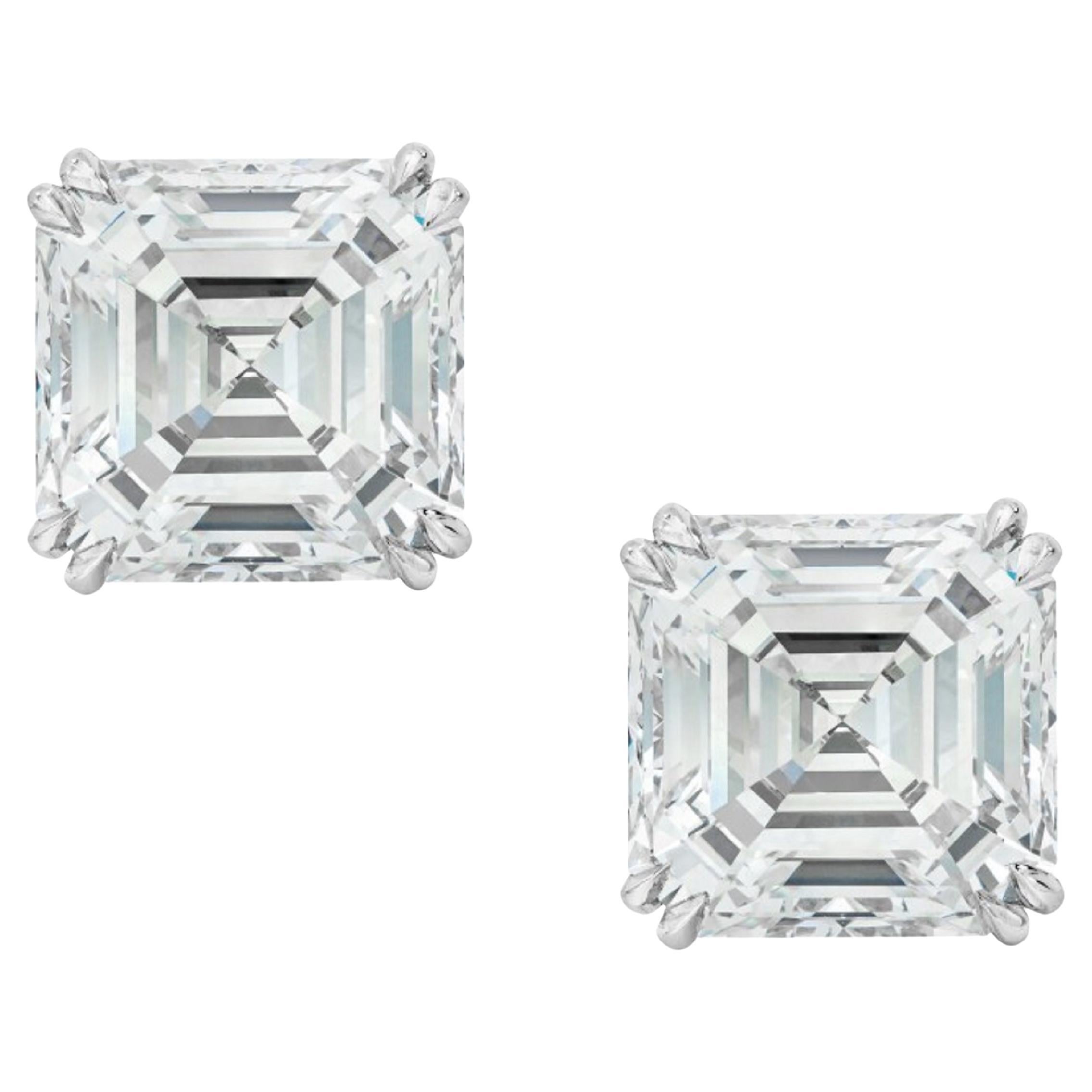 GIA Certified 4 Carat Asscher Cut Diamond Stud Earring in Platinum at