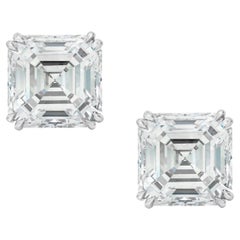 VVS D/F Color GIA Certified 4 Carat Asscher Cut Diamond Platinum Studs