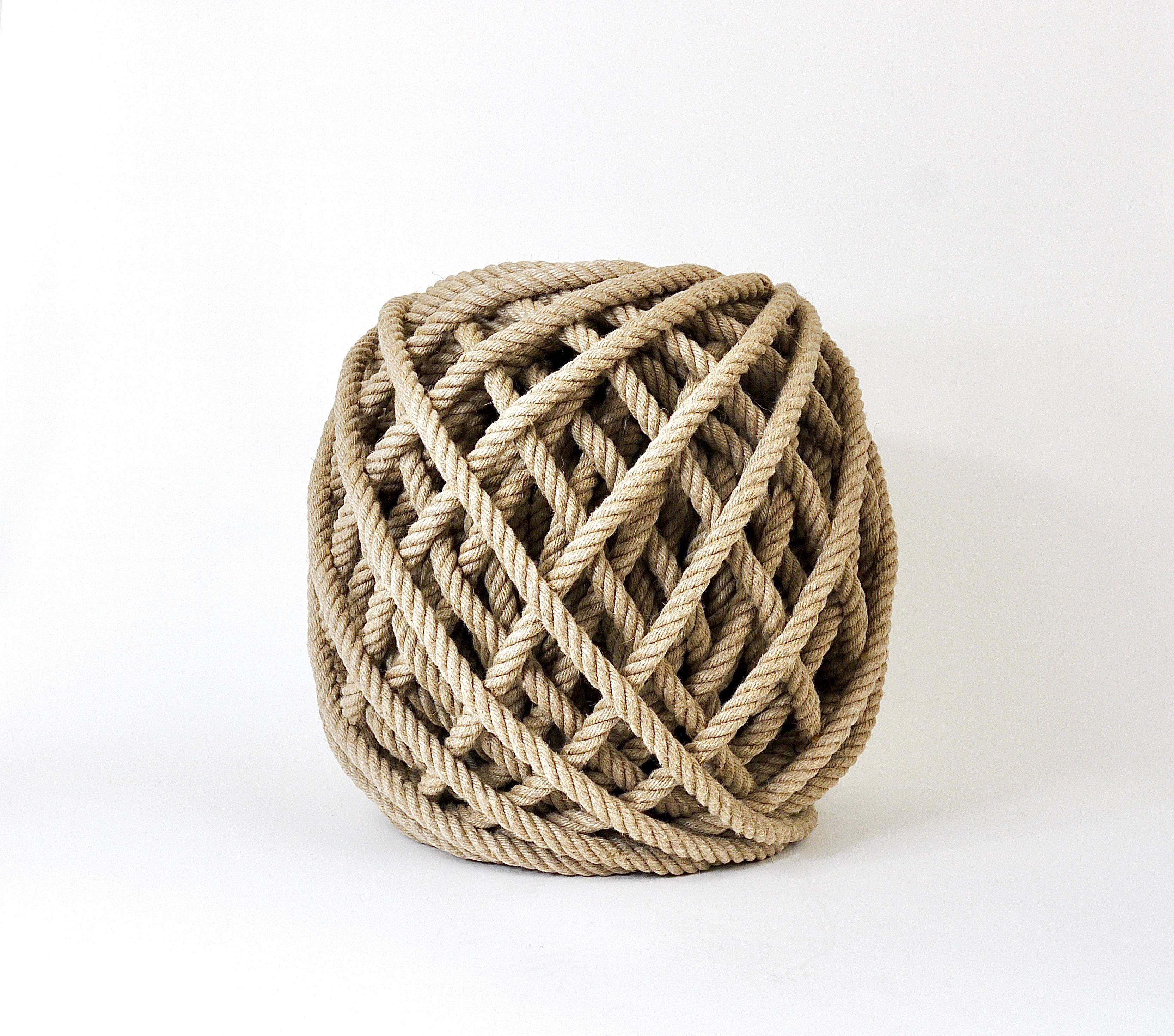 Dutch Flax Ottoman Rope Stool Pouf Tabouret by Christien Meindersma, Netherlands For Sale