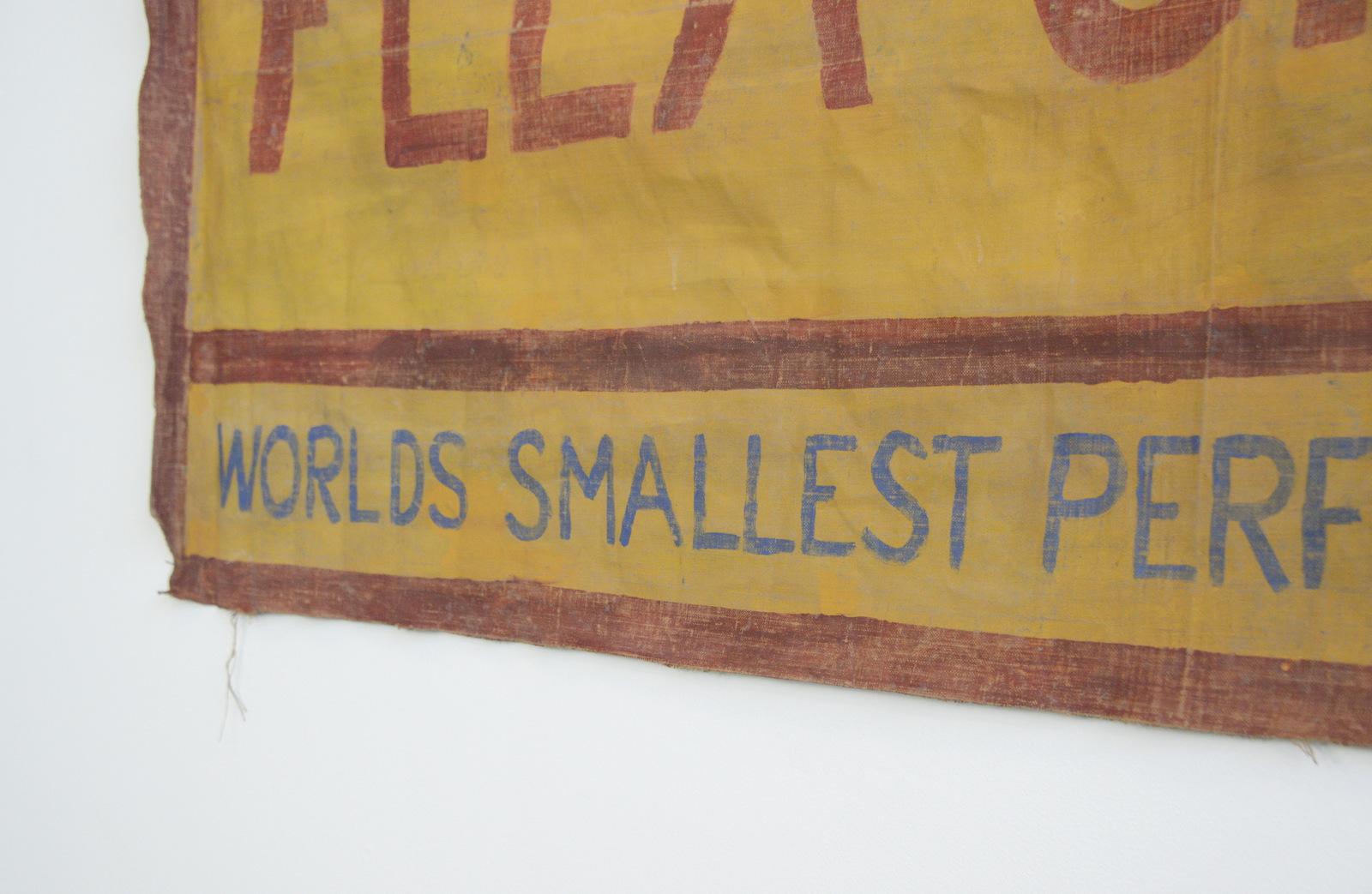 English Flea Circus Canvas Banner, circa 1950s