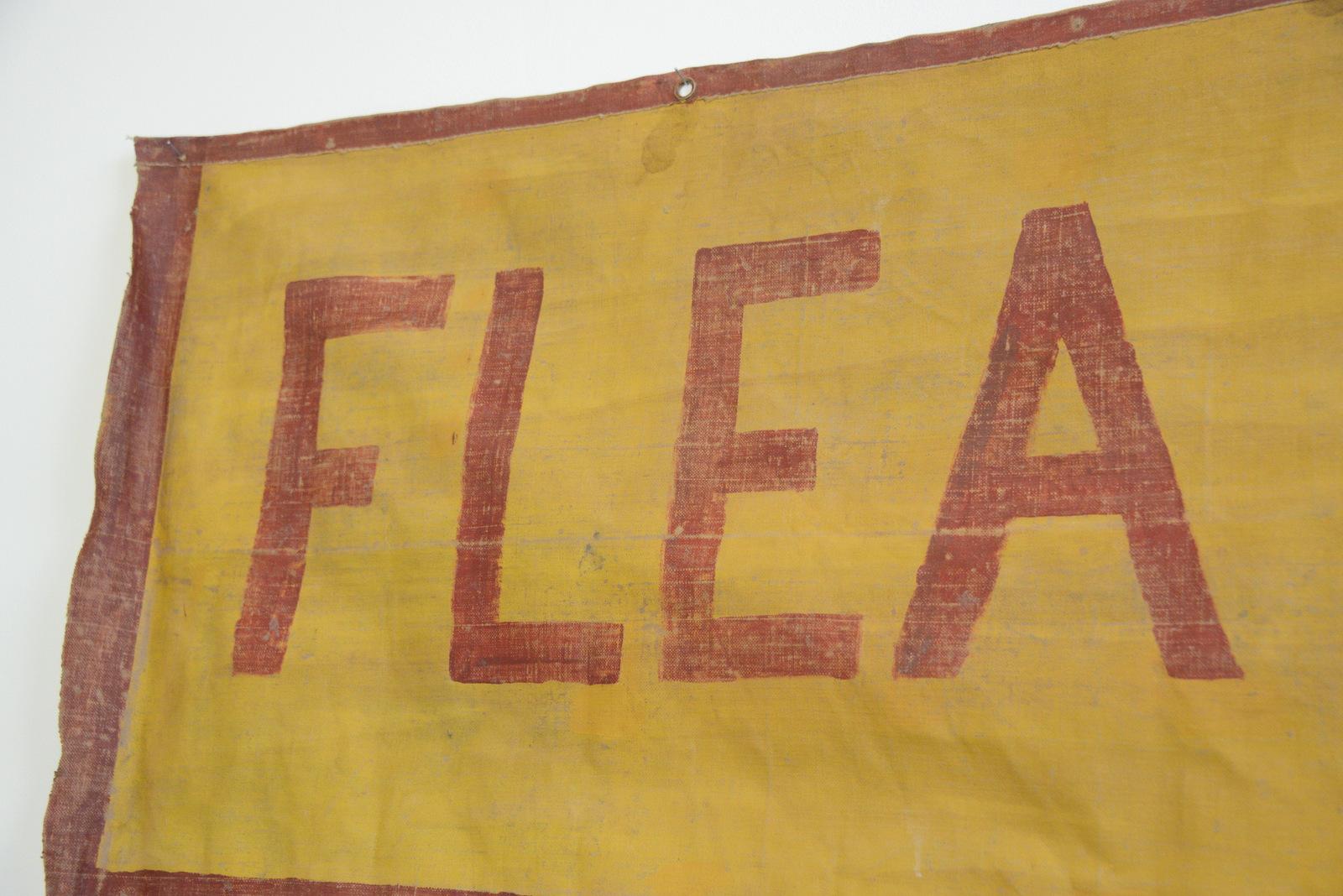 Flea Circus Canvas Banner, circa 1950s In Good Condition In Gloucester, GB