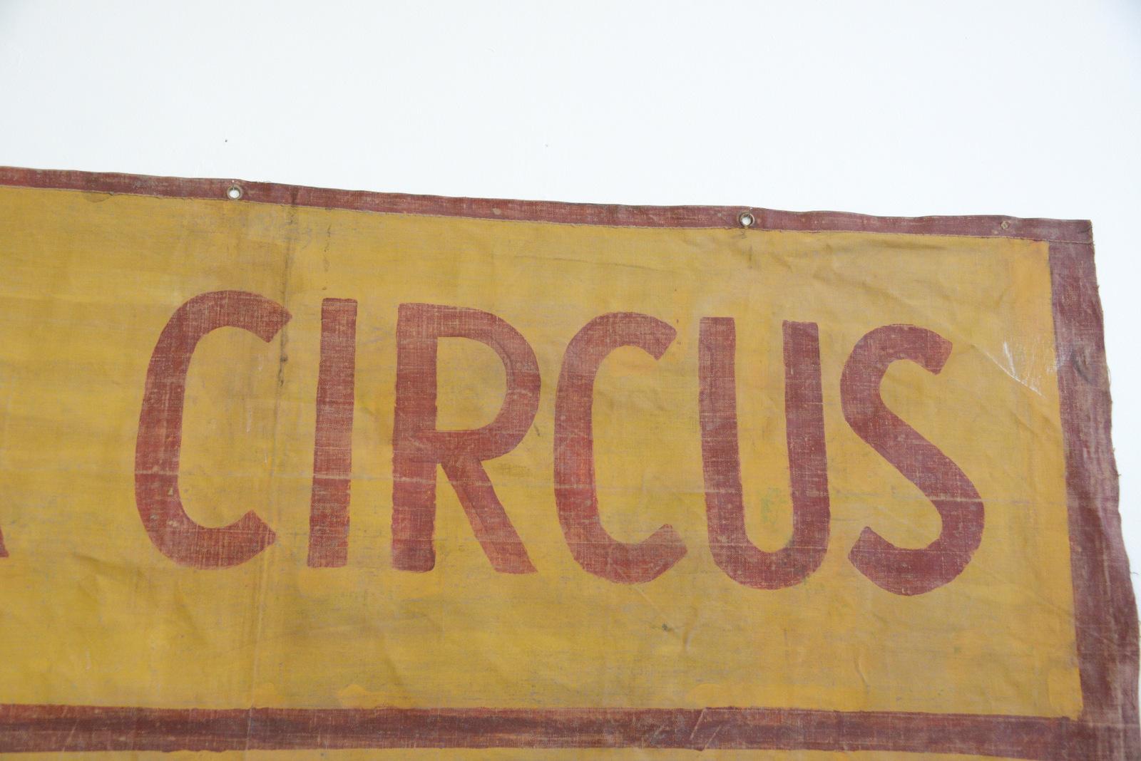 Mid-20th Century Flea Circus Canvas Banner, circa 1950s