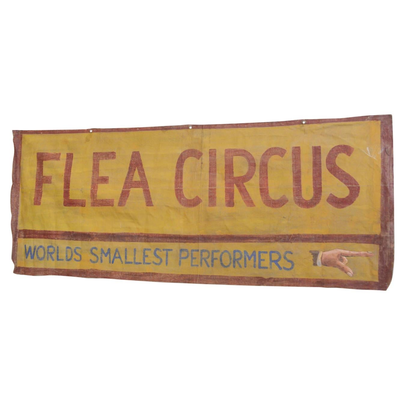 Flea Circus Canvas Banner, circa 1950s