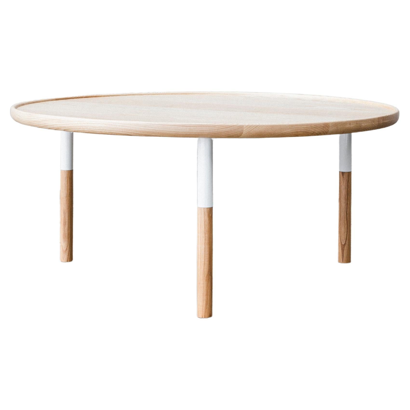 Fleco Coffee Table in Ash and White Steel For Sale