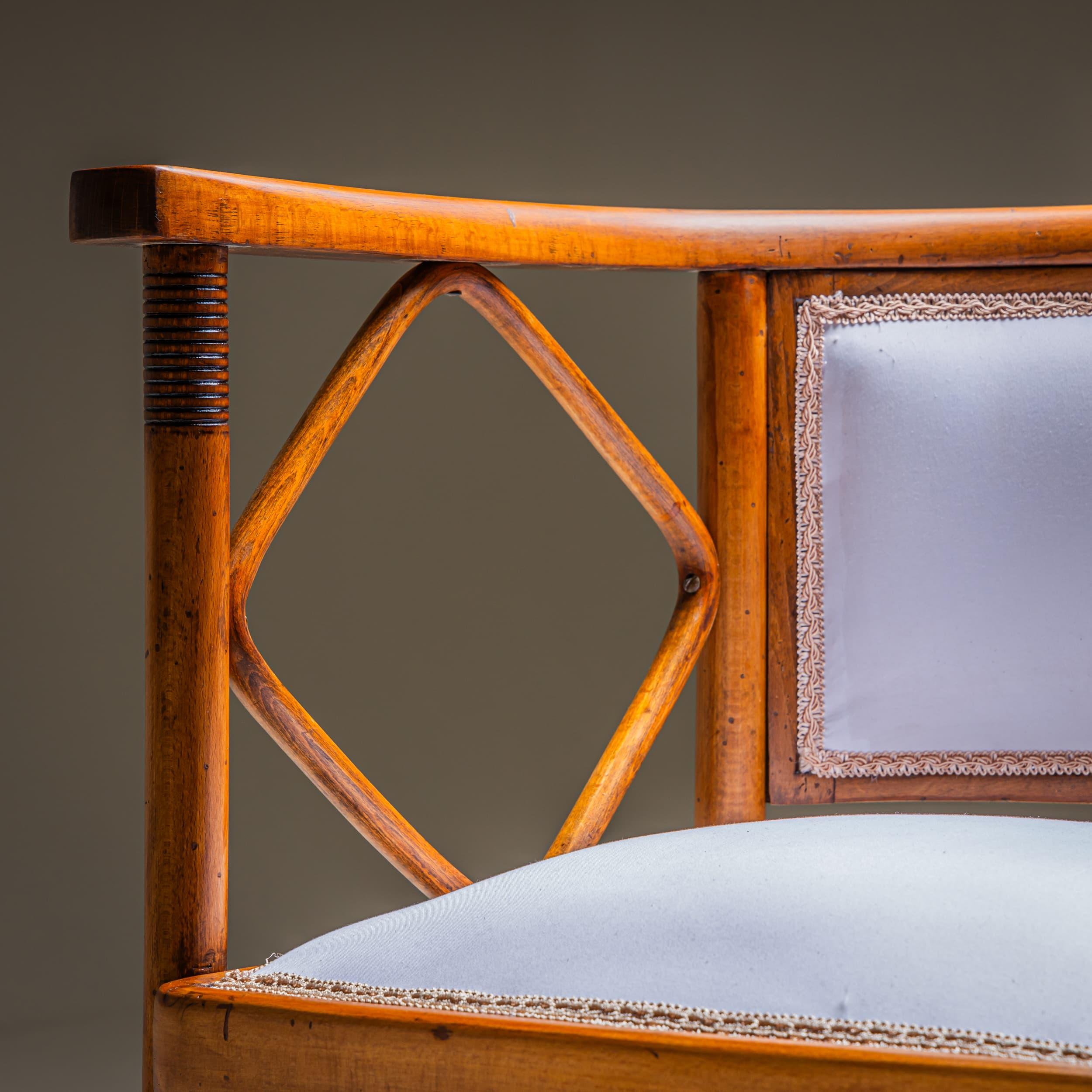 Fabric Fledermaus Armchair by Josef Hoffmann, Design circa 1905 For Sale
