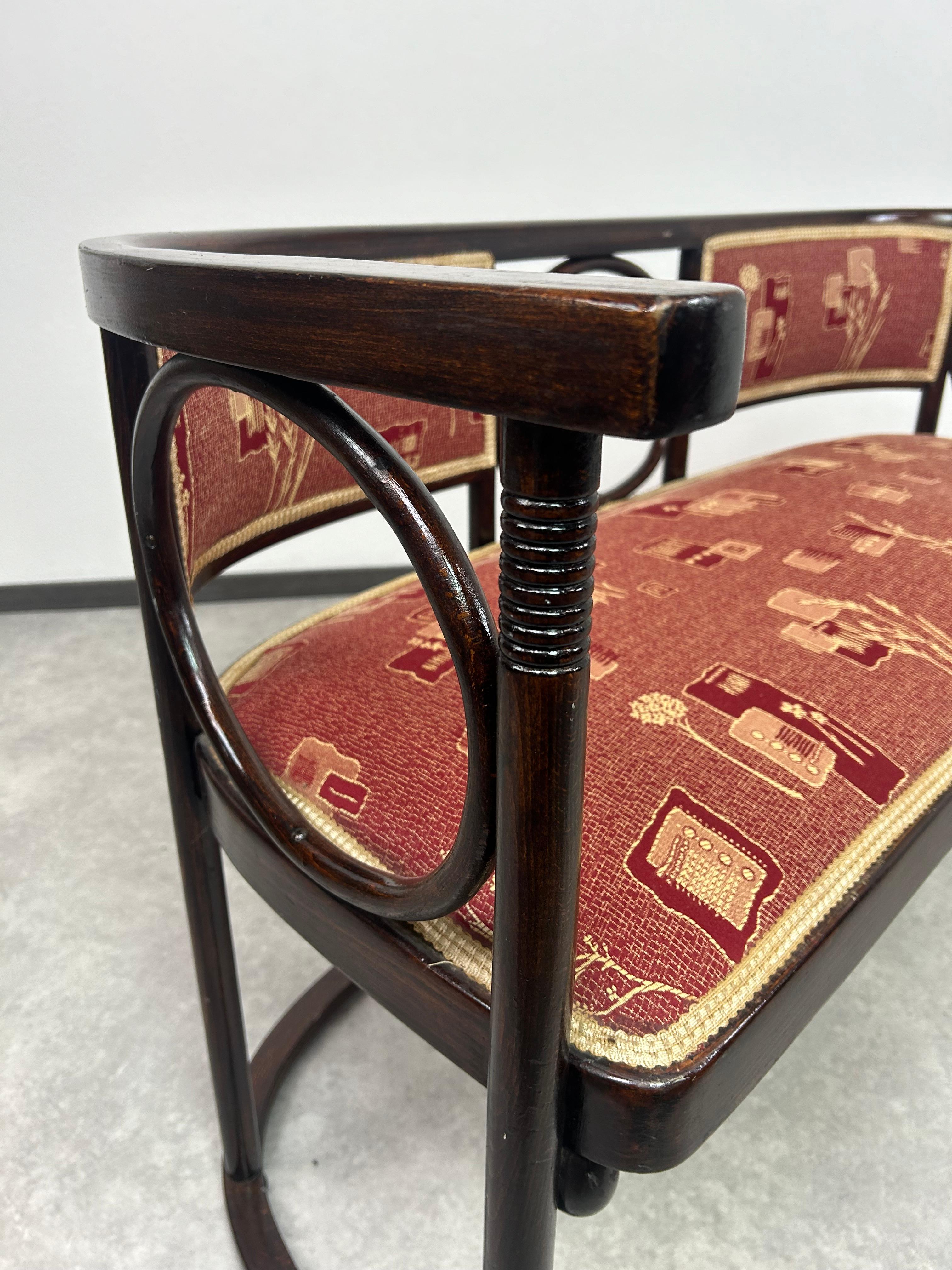 Fabric Fledermaus bench no.728 by arch.Josef Hoffmann For Sale