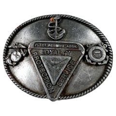 Fleet Reserve Association Inscribed Silver Belt Buckle Grants Pass, OR