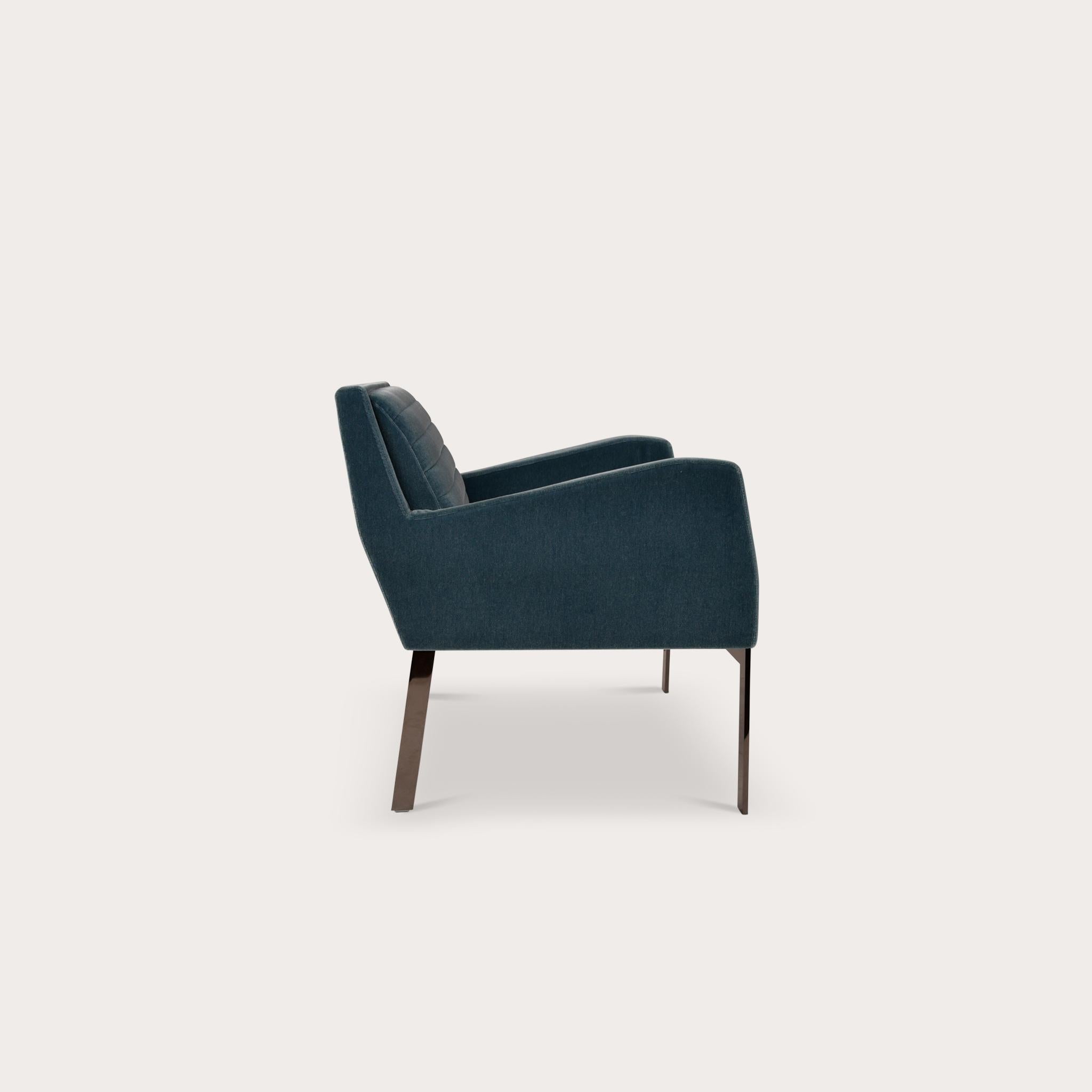 Sedia da salotto Fleet Street di Yabu Pushelberg con base in nickle nero lucido in vendita 3