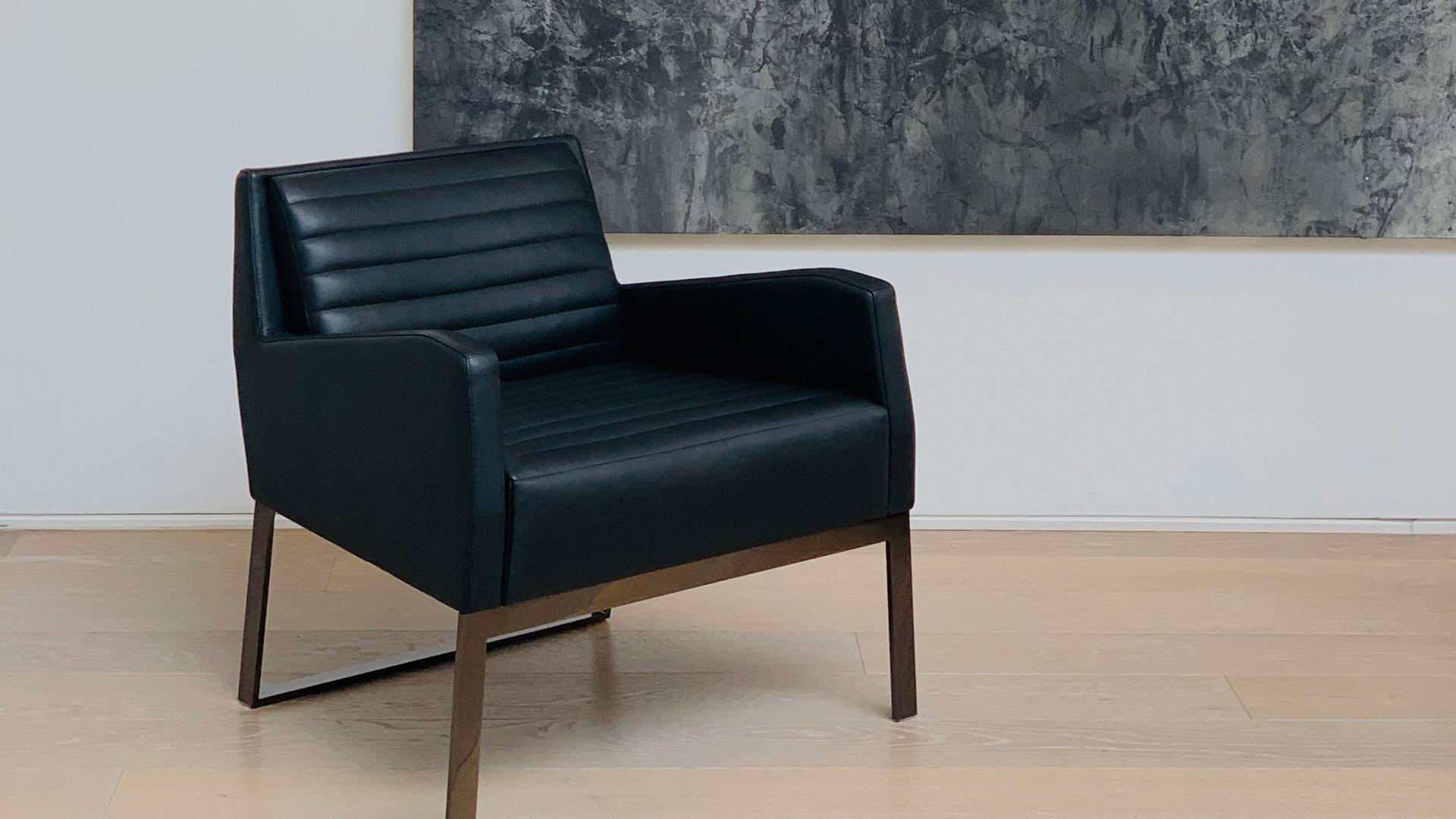 Sedia da salotto Fleet Street di Yabu Pushelberg con base in nickle nero lucido in vendita 7