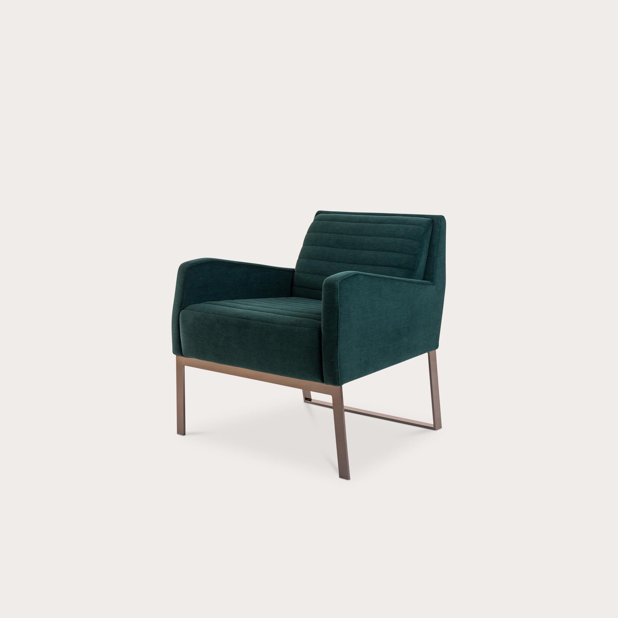 Tappezzeria Sedia da salotto Fleet Street di Yabu Pushelberg con base in nickle nero lucido in vendita