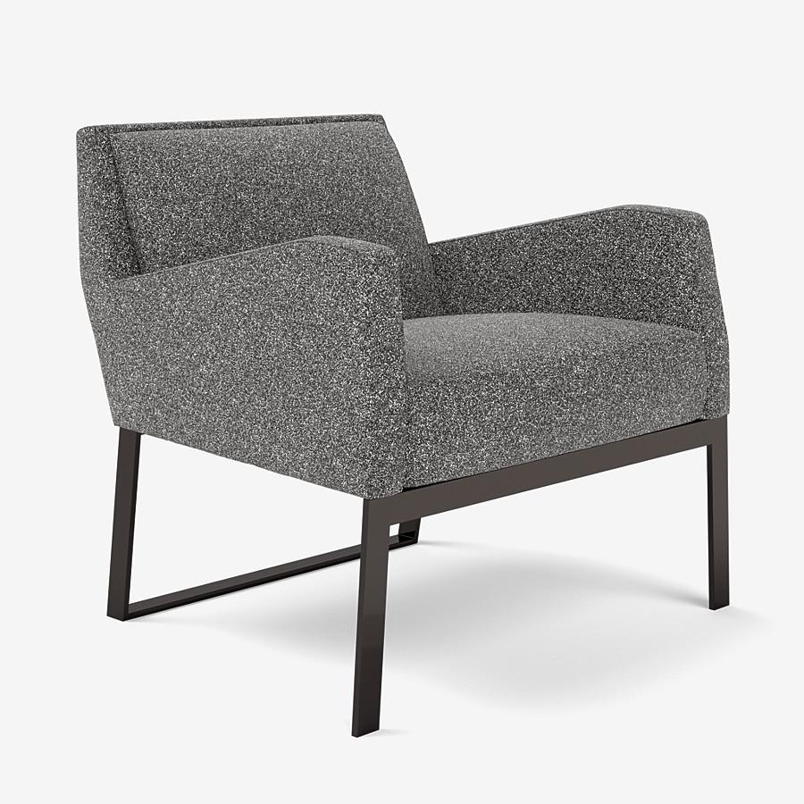 This Fleet Street lounge chair by Yabu Pushelberg is upholstered in Place de l'Étoile, muliti-toned bouclé. Place de l'Étoile comes in 5 colorways from Belgium with a composition of 65% Cotton, 20% Polyacrylic, 15% Polyester, a weight of 750g/m and