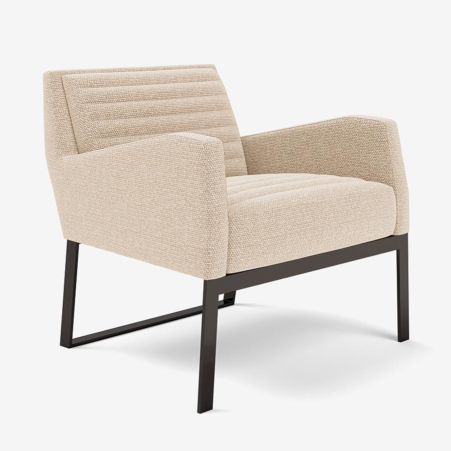 This fleet street lounge chair by Yabu Pushelberg is upholstered with quilted channels that are tufted in Aberdeen Avenue boucle chenille blend.
Aberdeen Avenue comes in 7 colorways from Italy with a composition of 43% viscose, 17% polyacrylic, 15%