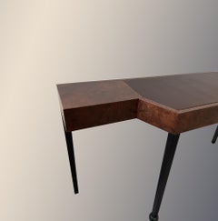 Desk Burr Walnut and Leather Desk with a Hidden Drawer