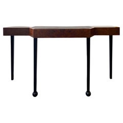 Desk Burr Walnut and Leather Desk with a Hidden Drawer