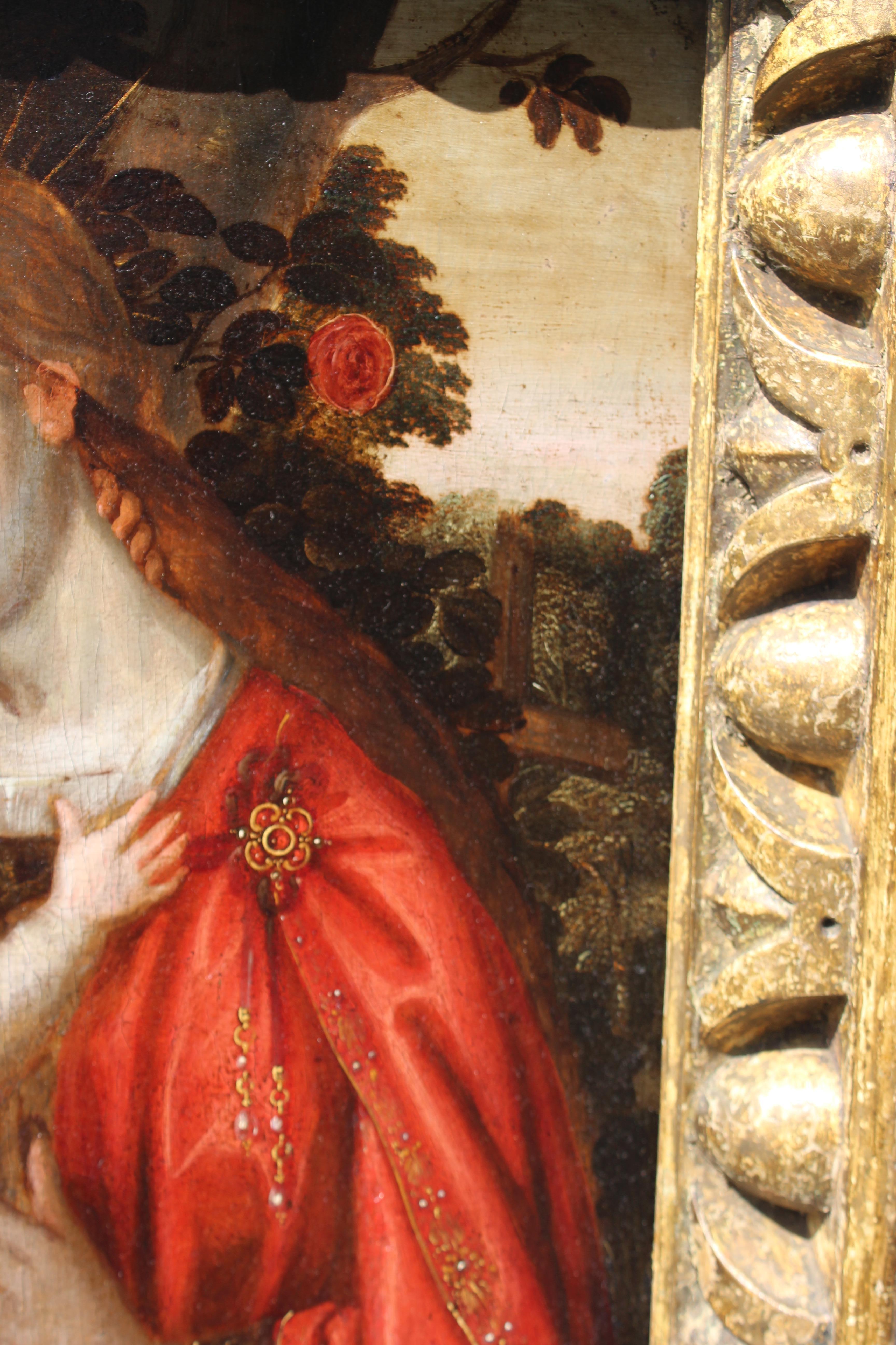 Madonna dans un jardin de roses, Flemish, 16e siècle en vente 8