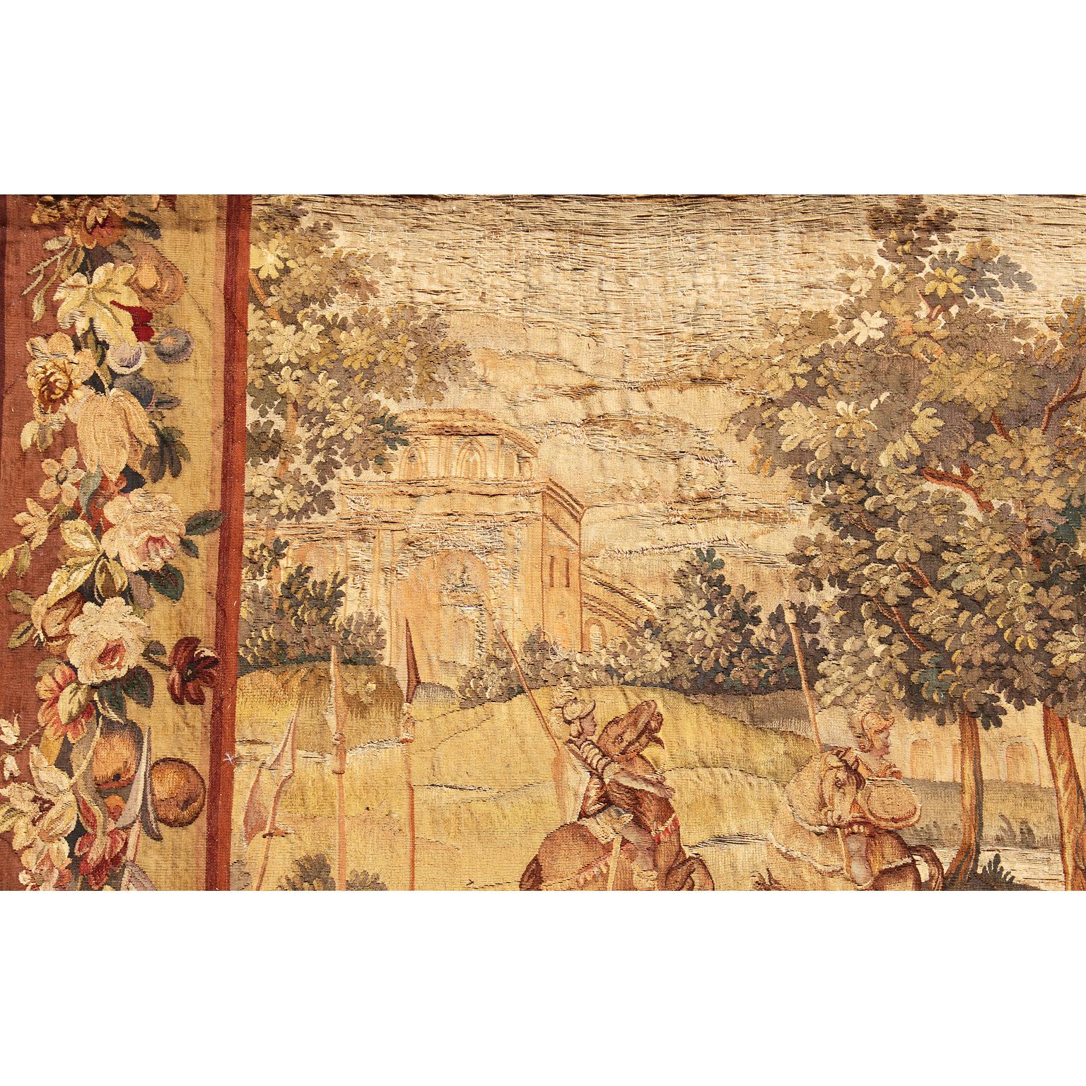 Flemish 17th-18th Century Baroque Historical Tapestry Fragment 