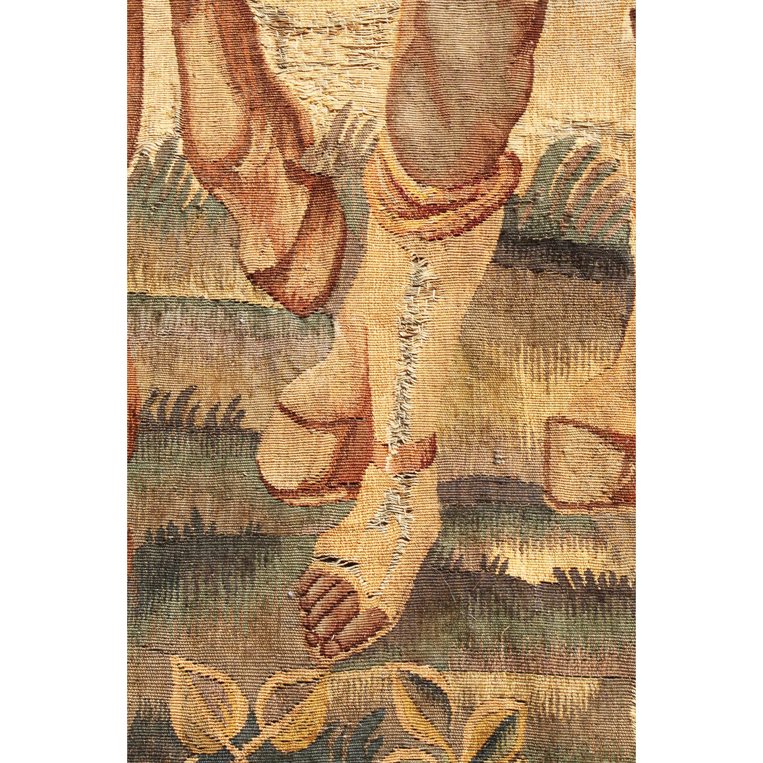 Flemish 17th-18th Century Baroque Historical Tapestry Fragment 