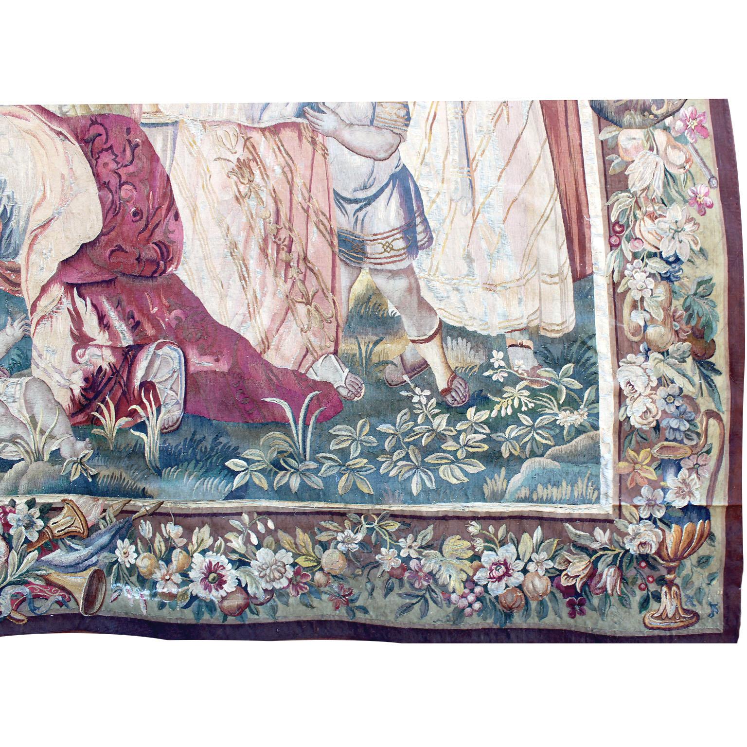 Flämisches barockes historisches Wandteppichfragment „Eine königliche Familie“, 17.-18. Jahrhundert im Angebot 13