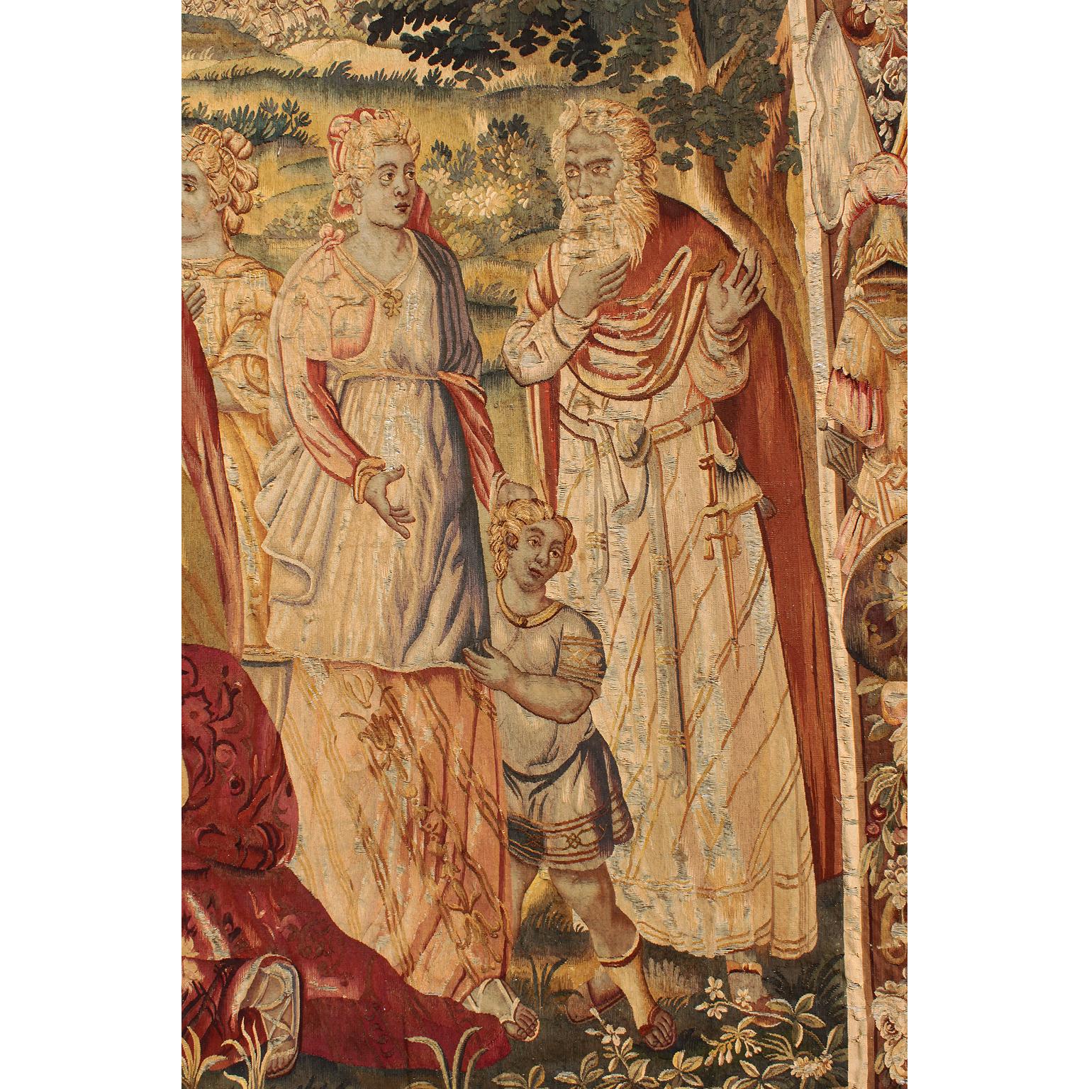 Belge Fragment de tapisserie historique baroque flamande du XVIIe-XVIIIe siècle « A Royal Family » en vente