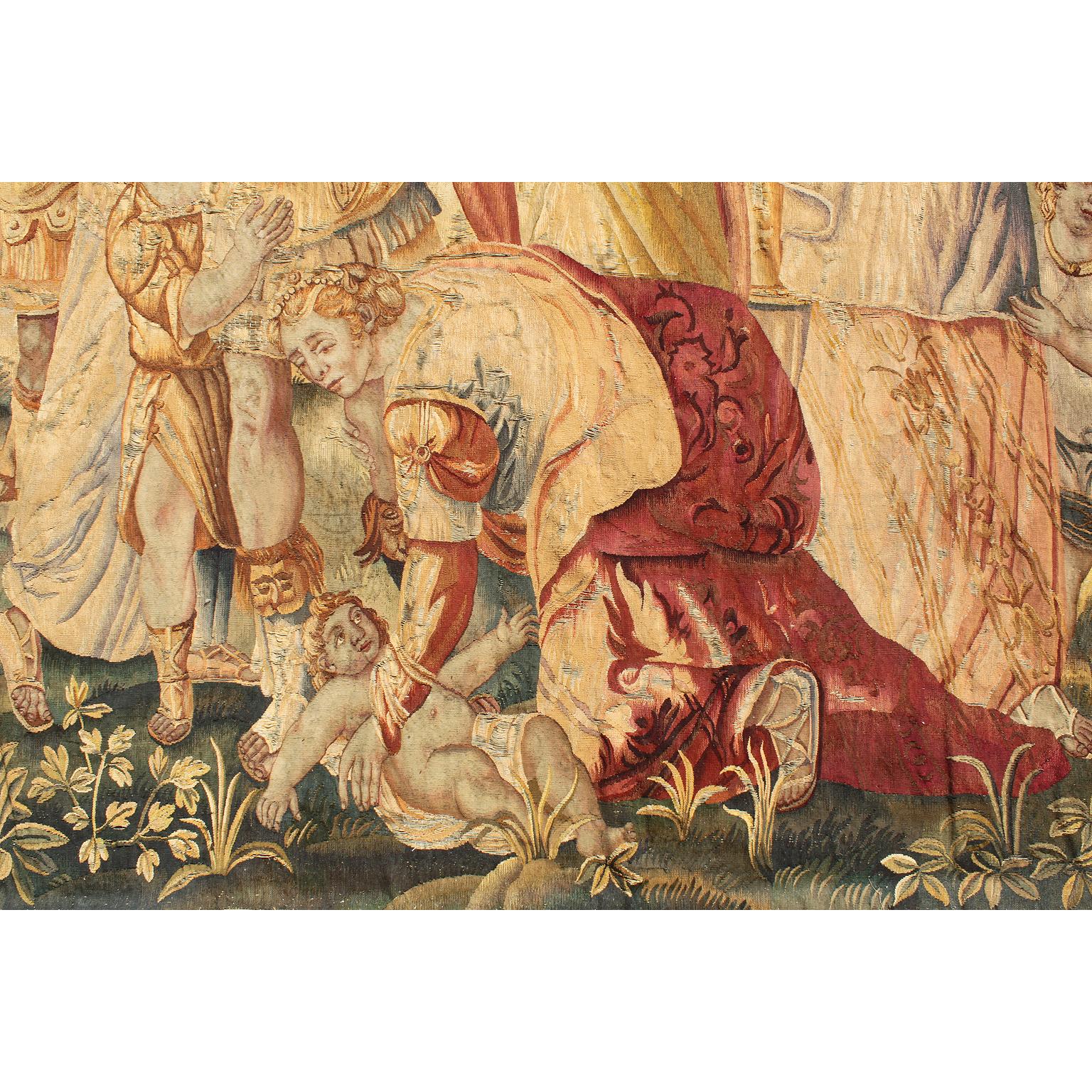 Flämisches barockes historisches Wandteppichfragment „Eine königliche Familie“, 17.-18. Jahrhundert (18. Jahrhundert und früher) im Angebot