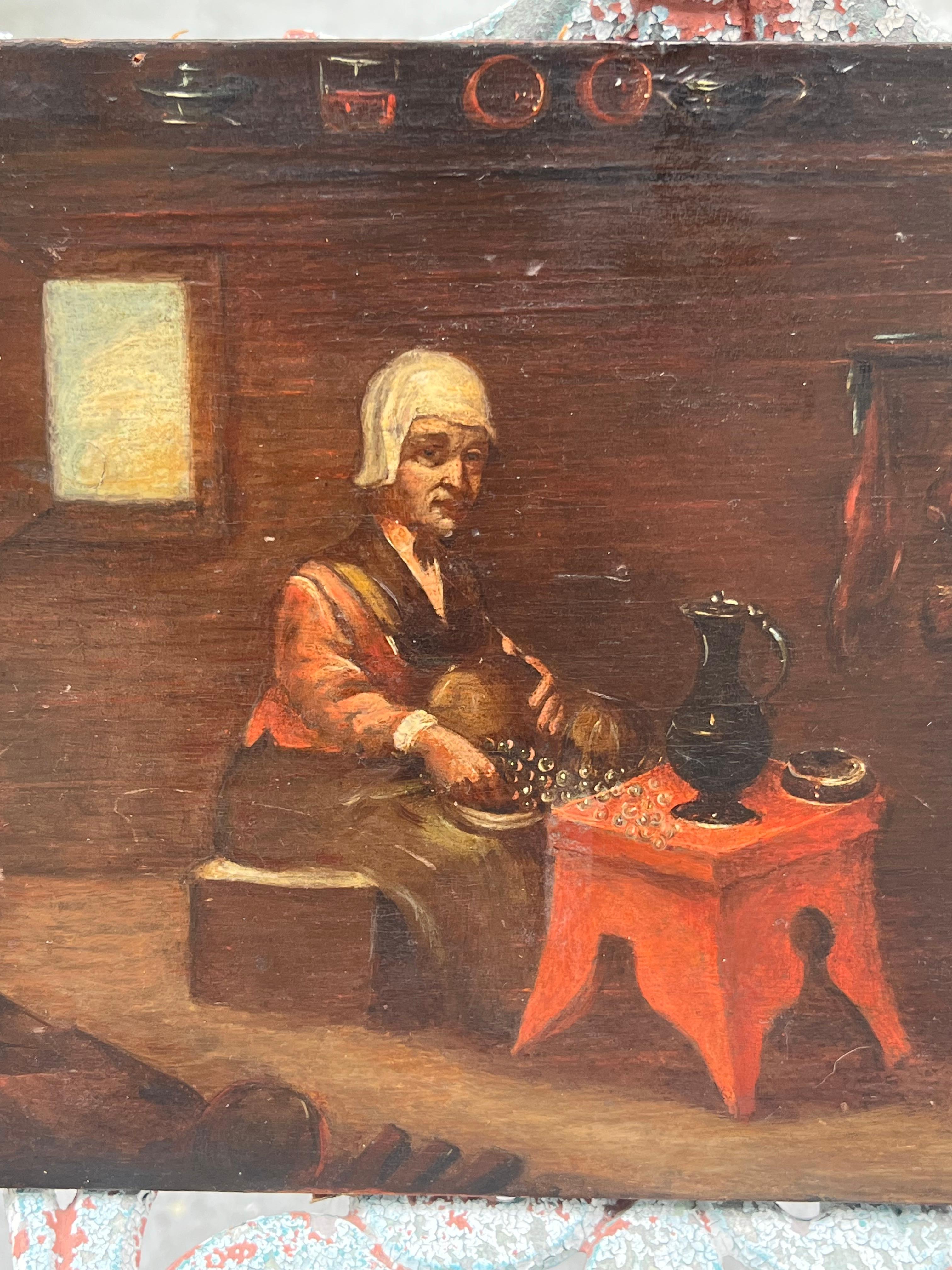 Flämische Genremalerei des 17. Jahrhunderts aus dem Umkreis von David Teniers the Younger (1610-1690). im Zustand „Gut“ im Angebot in Vero Beach, FL
