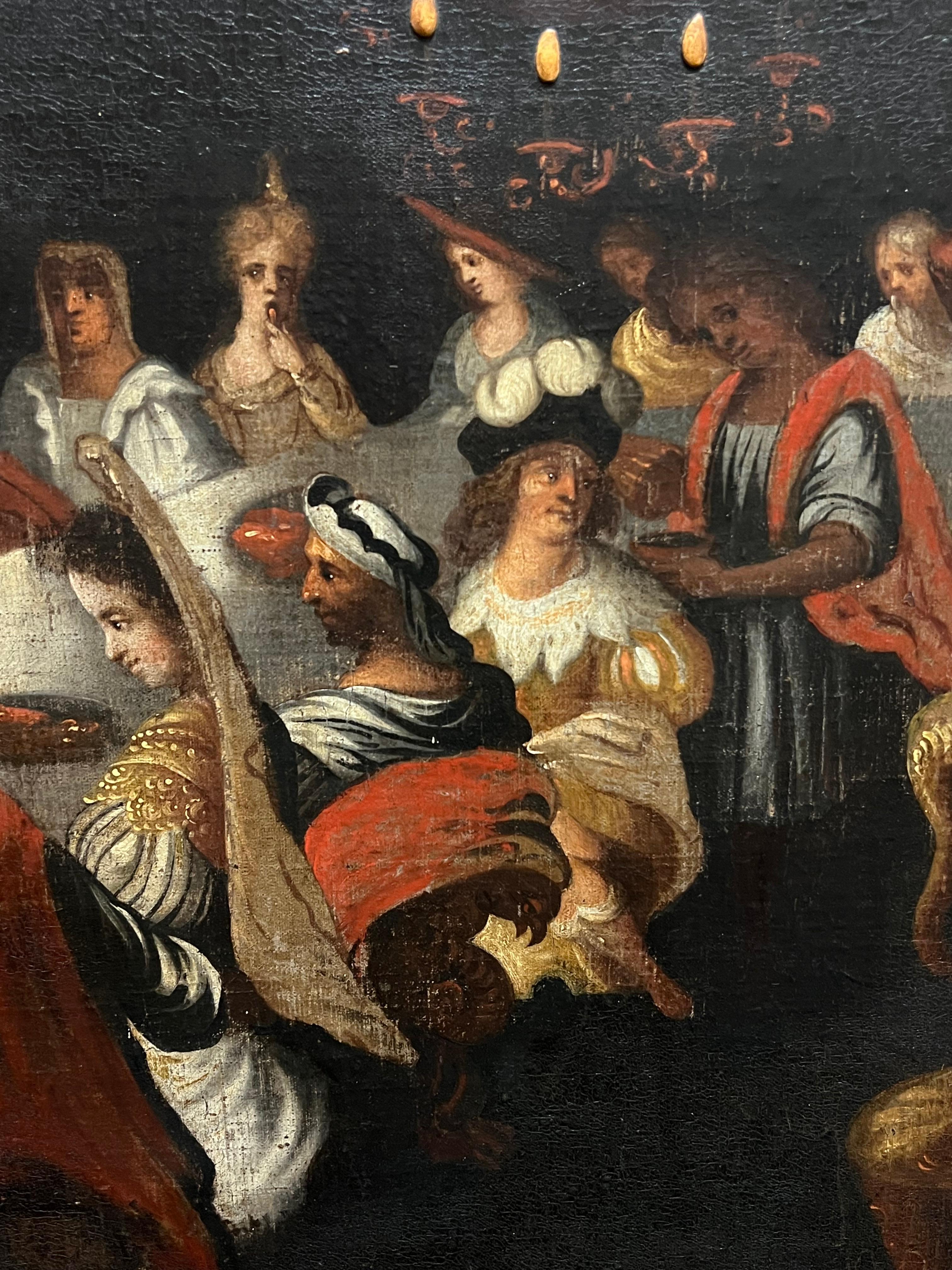 The Feast of Belshazzar Riesiges Ölgemälde eines flämischen Altmeisters aus dem 17. (Alte Meister), Painting, von Flemish 17th century