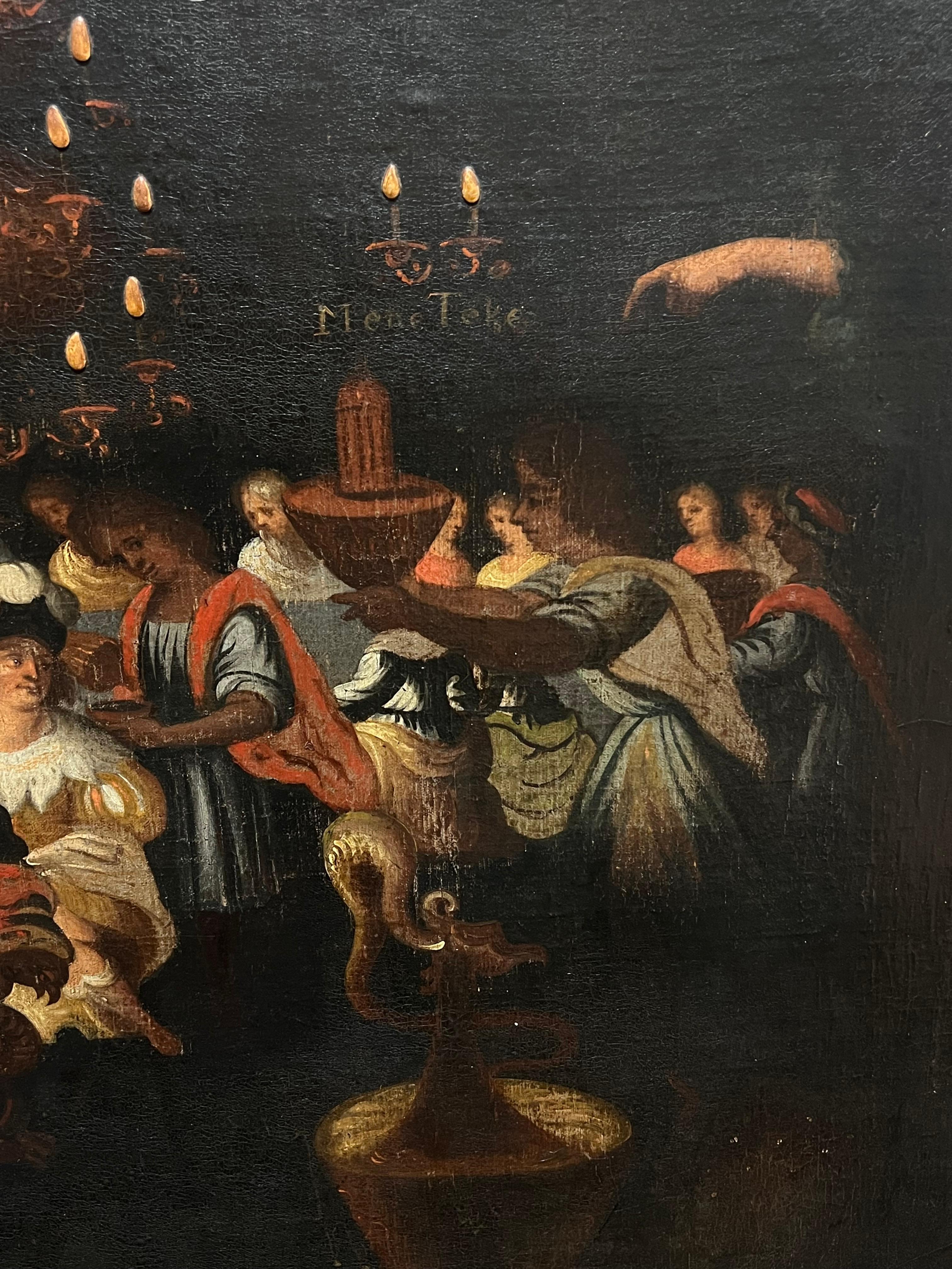 The Feast of Belshazzar Riesiges Ölgemälde eines flämischen Altmeisters aus dem 17. 1