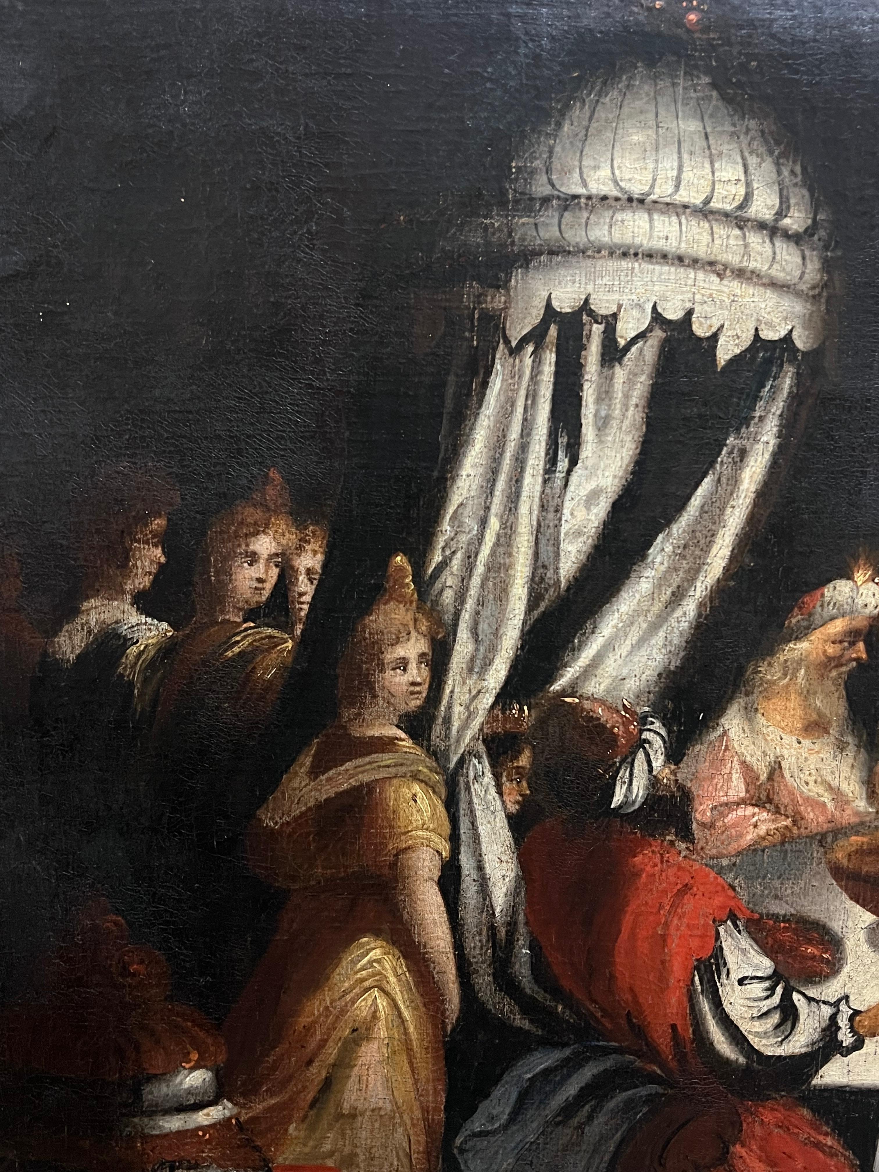 The Feast of Belshazzar Riesiges Ölgemälde eines flämischen Altmeisters aus dem 17. 3