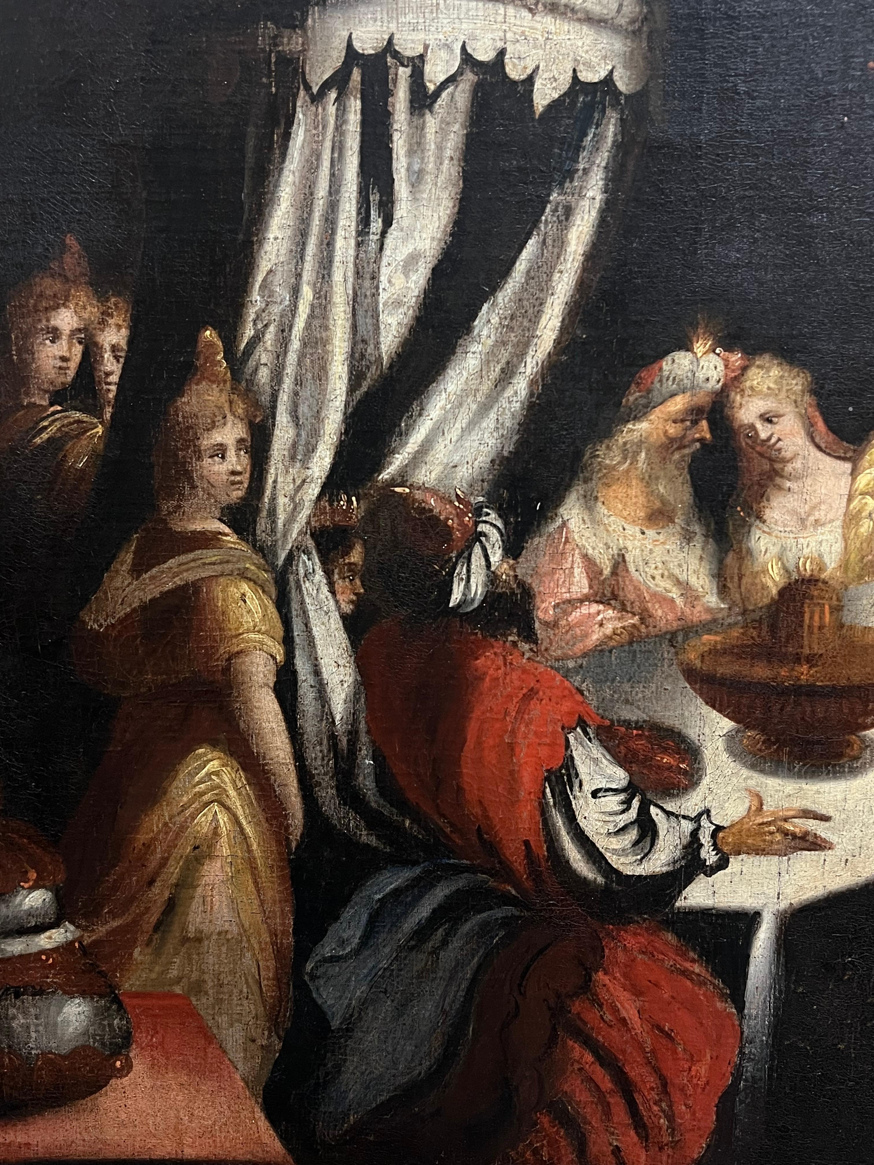 The Feast of Belshazzar Riesiges Ölgemälde eines flämischen Altmeisters aus dem 17. 4
