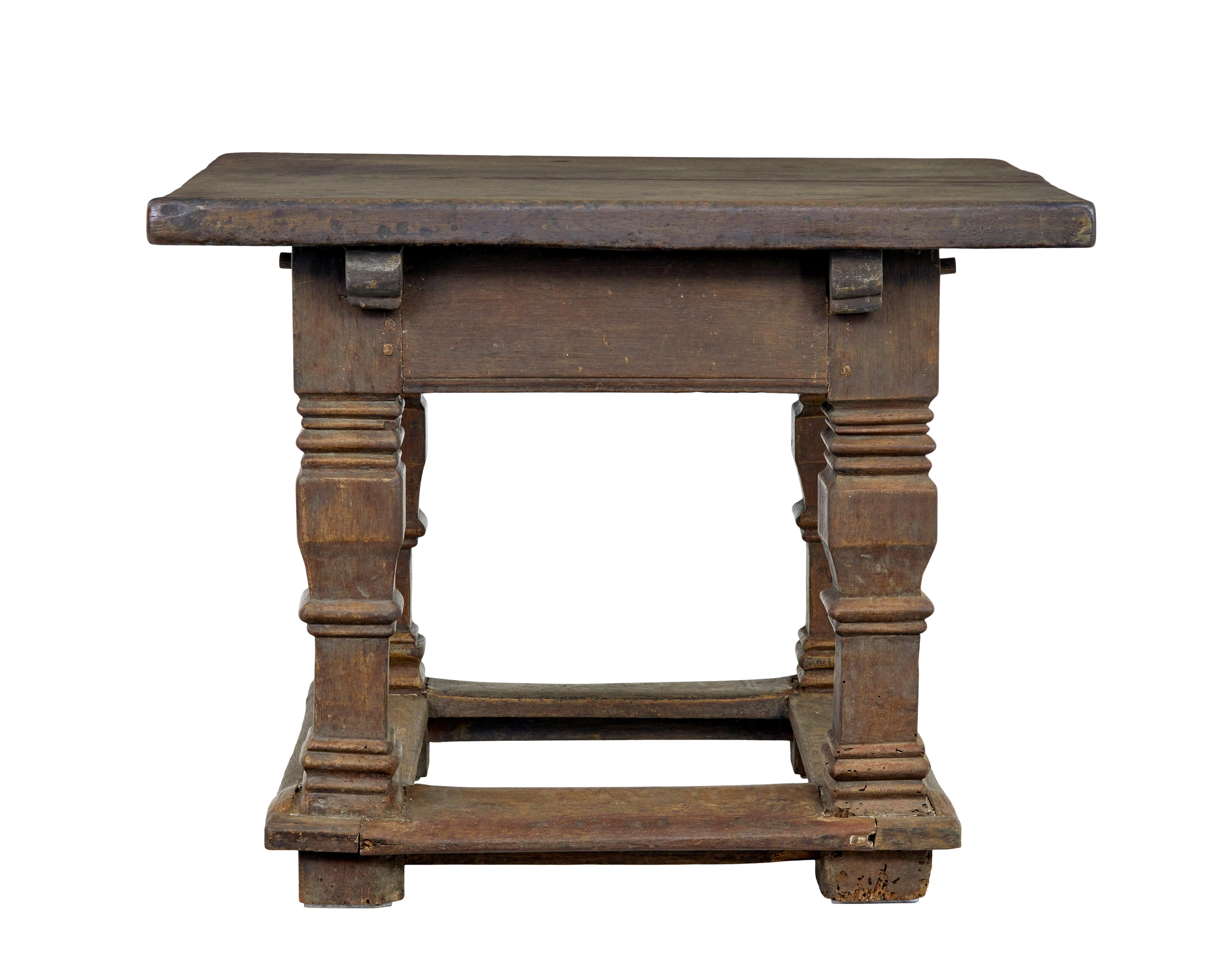 Flemish 17th Century carved oak table For Sale 3