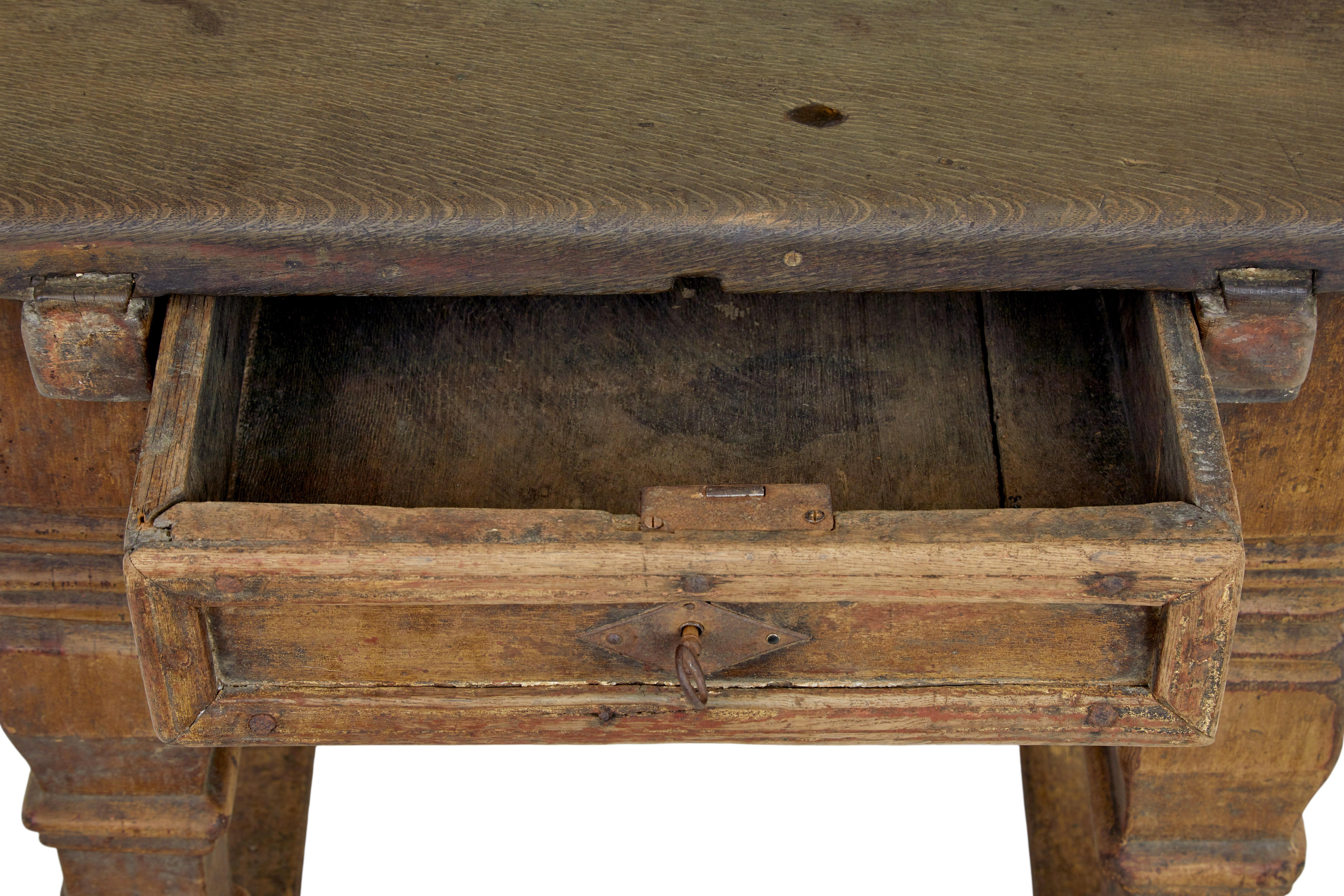 Gothic Flemish 17th century carved oak table
