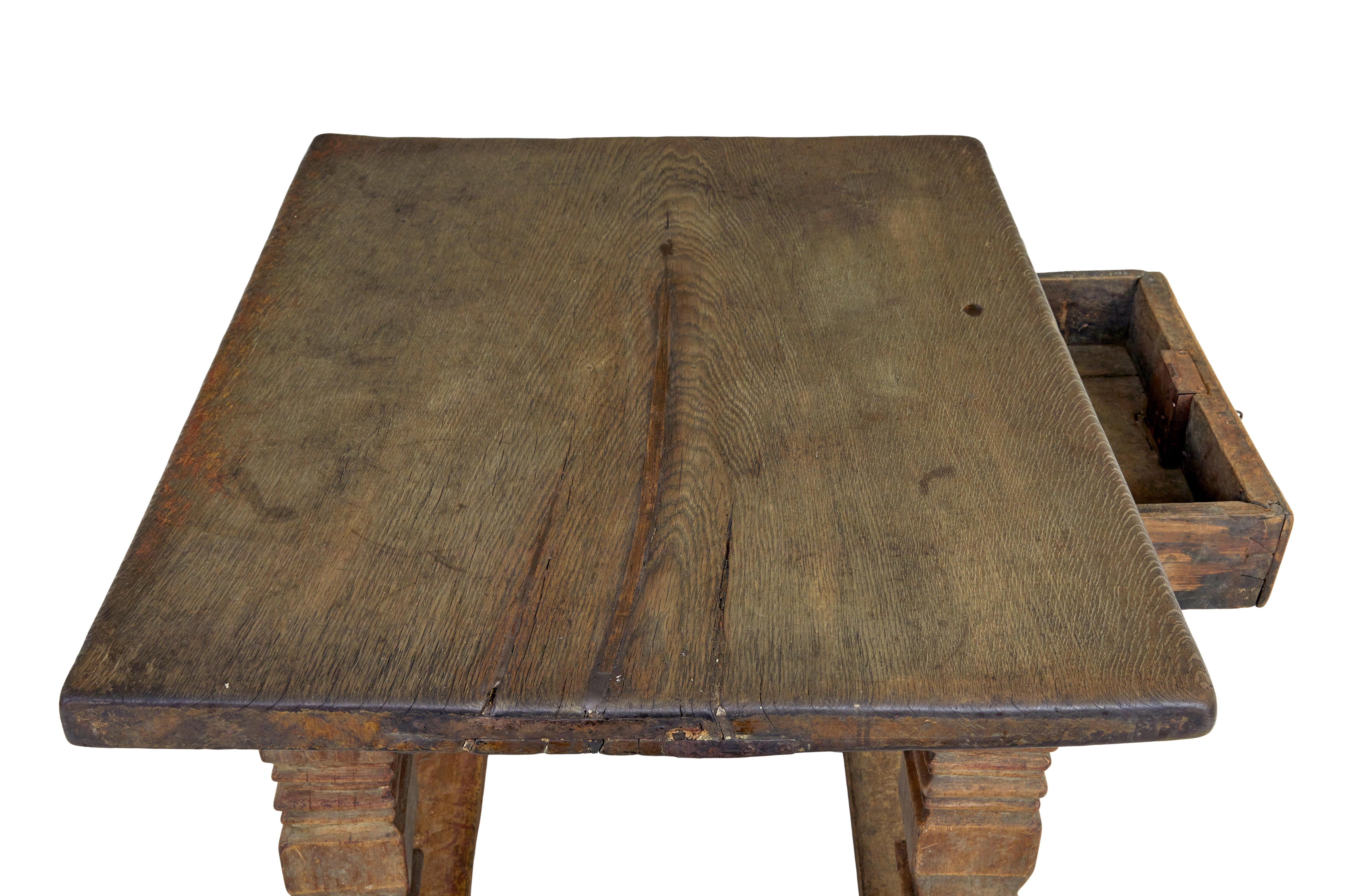 Belgian Flemish 17th century carved oak table
