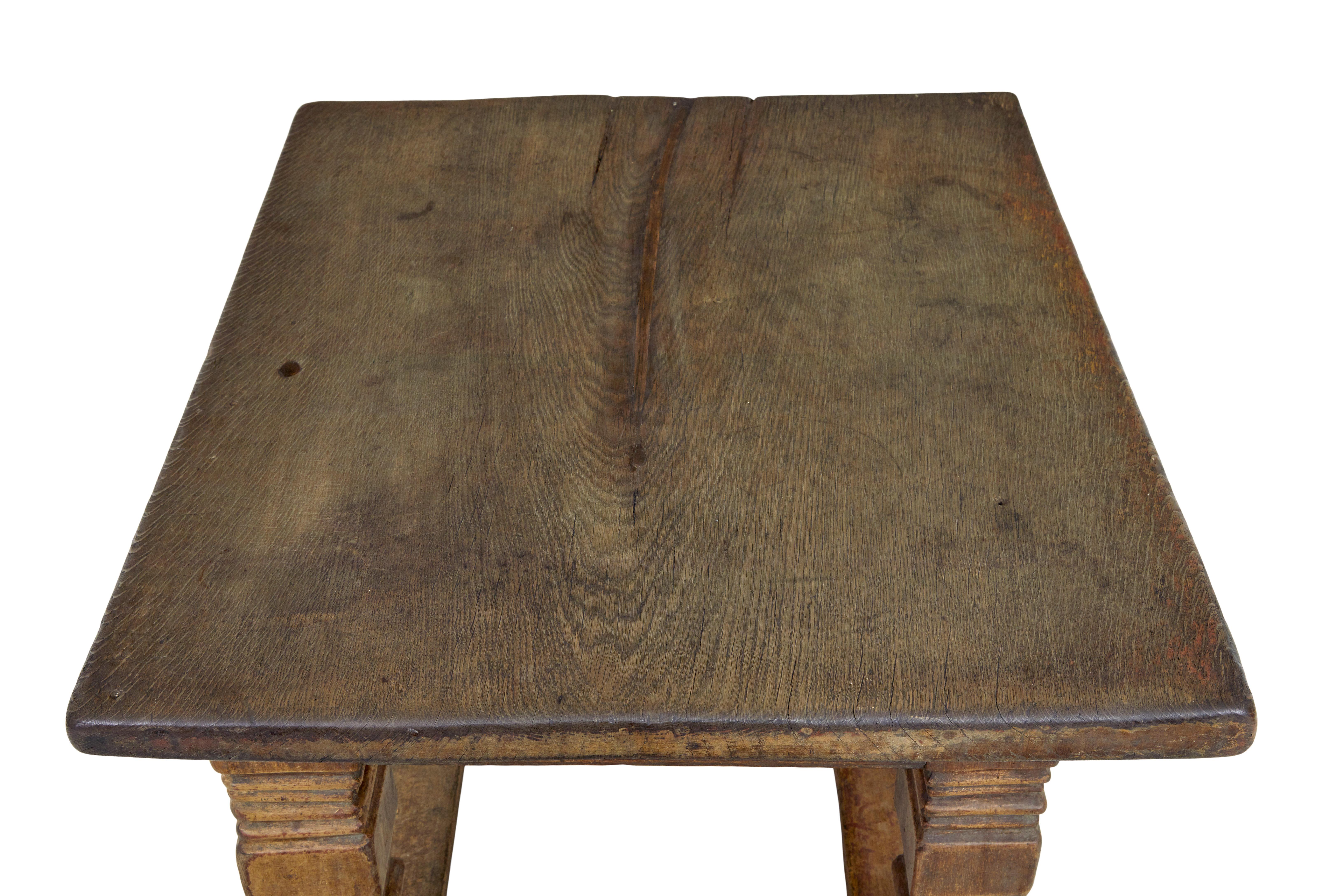Carved Flemish 17th Century carved oak table For Sale